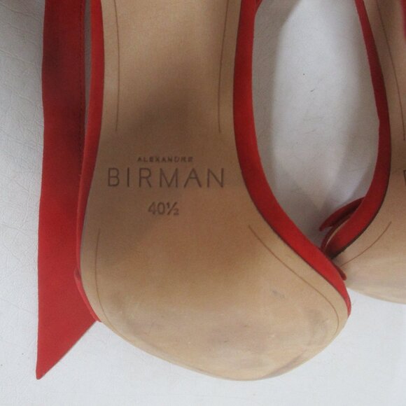 ALEXANDRE BIRMAN red suede open toe tie ankle strap high stiletto heel shoes - Picture 7 of 7